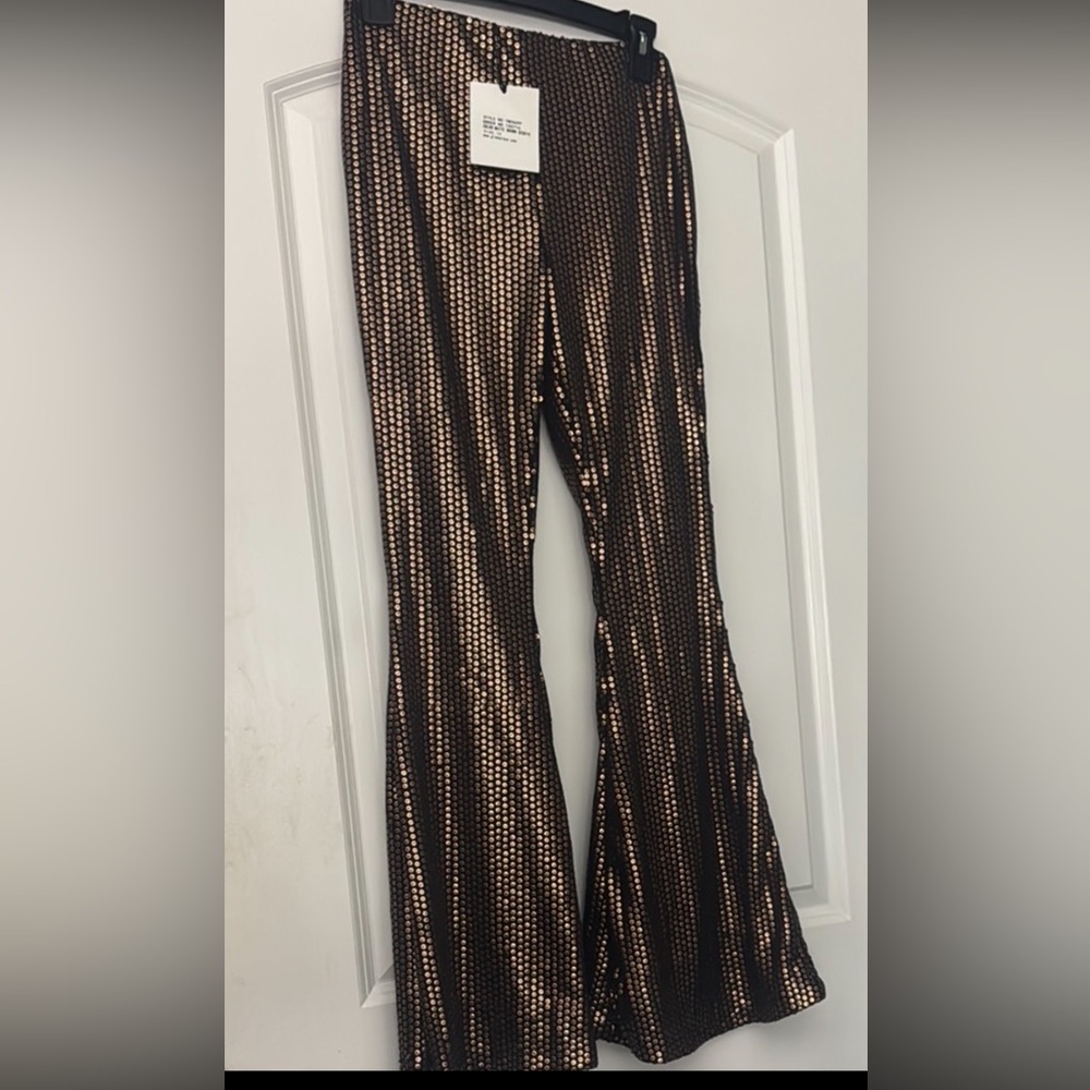 Black and Gold Flared Pants
